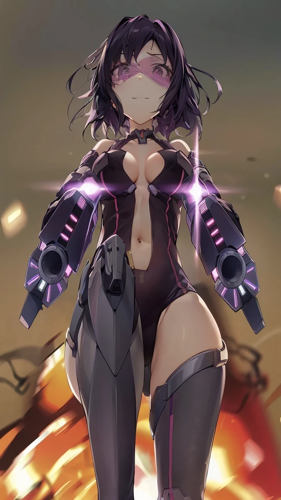 ultra-detailed, Explicit, Beautiful body, Beautiful Nose, Beautiful character design, perfect eyes, perfect face, ultra highres, 4K, beautiful legs, perfect legs, Nice hands, Perfect hand, Masterpiece, Best Quality, Highly detailed, illustration, absurdres, perfect ???????, street fighter, doll suit, shadaloo doll, dollsuit, expressionless, blank eyes, looking at viewer, red gloves, emotionless, black latex, corrution, mind control, female combatant, full body, hypnotized, unhappy trance, full body suit, ribbed bodysuit, both arms at side, obey, perfect female body, extremely glossy latex, hypnosis, hypnoLora, empty eyes, Mind control device, poses, submissive_pose, Slave, standing straight, standing, standing at attention, hat, necktie, belt, latex, ribbed bodysuit, thighhighs, garter belt, Fighting Stance, extending the right arm from the shoulder into the air with a straightened hand, military, thigh boots, hair ornaments, black hair, short hair, green eyes, (((pixel-perfect, detail-perfect))), solo, 1girl, Kohinata Miku ShenShoujing, Senki Zesshou Symphogear, bangs, ribbon, hair_bow, hair_ribbon, mask, helmet, ,headgear view from back, looking from back, ass