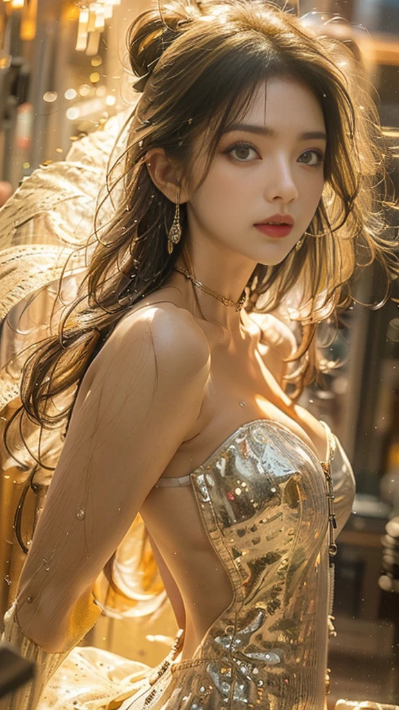 top-quality、​masterpiece、Extremely detailed details、hight resolution、8K、intricate-detail、realisitic、Photorealsitic、Dramatic Lighting、 1girl in、、at the sunset