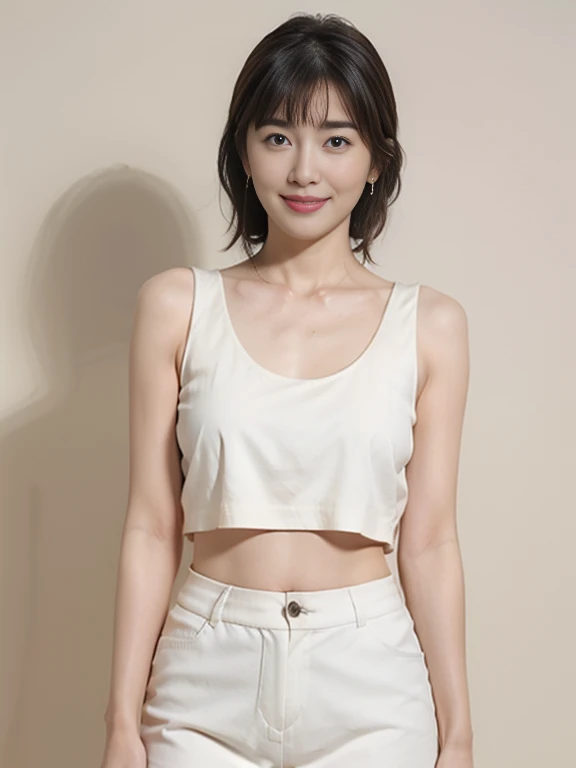 最high quality, table top, high resolution,18 years old wearing white camisole, 1 girl,very beautiful face,(very beautiful face의 초고화질 이미지)(White camisole),realistic, New York's Night View、blurred background、,full body image,(high definition skin:1.2),Looking at the camera with a smiling face,full body image 8K UHD, digital single-lens reflex camera, In softness, bright sunlight,high quality, volume lighting, candid, painting, high resolution,full body image,4K、Japanese university students、a sloppy smile、stand up straight、((((상반신 painting)))),one,Short hair style、camisole