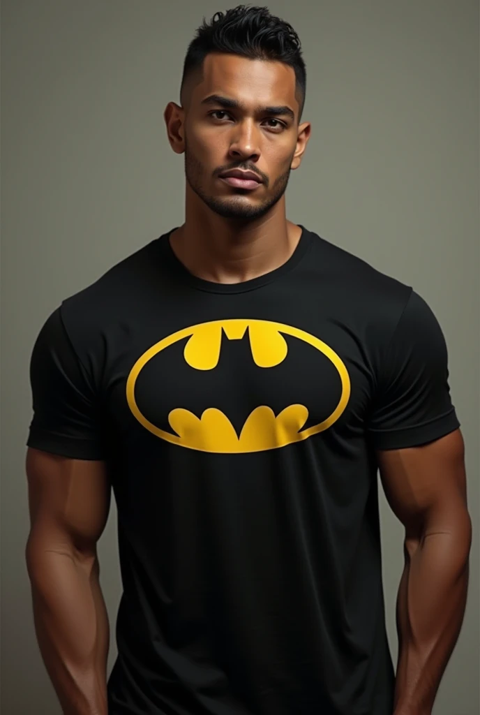 Jogador de futebol Neymar em traje preto do batman, super hero pose, Standing in the ruined city at sunset, hiperdetalhado, smoke billowing, Sparks, raios solares, (8k), realista, symmetr, premiado, cinematographic lightning, encharcado, filme, 75mm, Scratches, foto de corpo inteiro, close-up, roupas rasgadas e sujas, rosto detalhado,