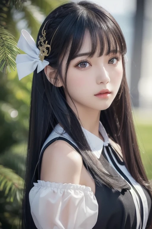((top-quality、8K))、focus:1.2、perfectbodybeauty:1.4、Highly detailed facial and skin texture、full bodyesbian、Hollow eyes、二重まぶた、Whitened skin、length hair、A dark-haired、cute little、Formal Dresses