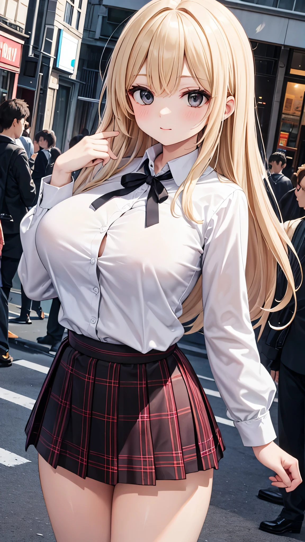 1womanl,12year old,Golden head hair,Beautiful ponytail hairstyle, (red pleated high waist skirt:1.3),, (transparent whiteshirt:1.3), (double-breasted,Underbust:1.2), Short sleeves, buttonGap,moaning,small tits,Sweaty shirt,Thigh sweat,half squatting,Legs wide open,My crotch is wet,lift up skirt,Mansuji,Pants are sheer,shy, embarrassed, blushing
