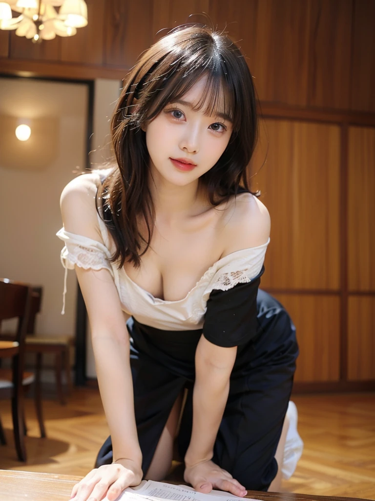 (8K、Raw photo、Highest quality、masterpiece:1.2)、(Realistic、Photorealistic:1.37)、Ultra-detailed、Ultra-high resolution、Beautiful and well-proportioned face,Asian、She has a dildo、Brown long curly hair、Lip gloss（Wet lips）、Beautifully detailed skin、Skin Texture、Professional Lighting、Bust Emphasis、Off the shoulder、mini skirt、Full body shot、whole body