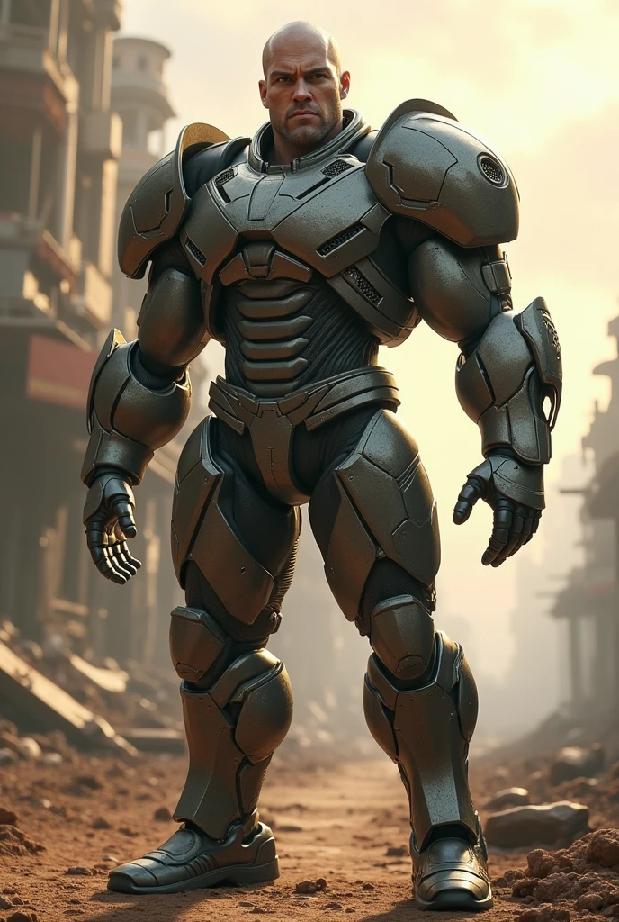 Tall giant muscular police officer,Yellow-gray honeycomb network pattern nano mecha,Giant mechanical wings,Character Concept(Resident Evil - Chris Redfield,Chris Redfield)senior police officer,Small grid texture,Regular symmetrical texture pattern,Sad expression,Deep and charming eyes,Delicate and perfect eyes,Heroic male pose,Tall burly,muscular!Attractive leg muscles,High target, Burly, Heqiang, Super Buff and Coolness, High Resolution Committee, Bigfoot yellow-gray ultra-thin nano-mechanical boots,Charismatic strongman,The bright sunshine shines on you,Matte particles,Shiny texture