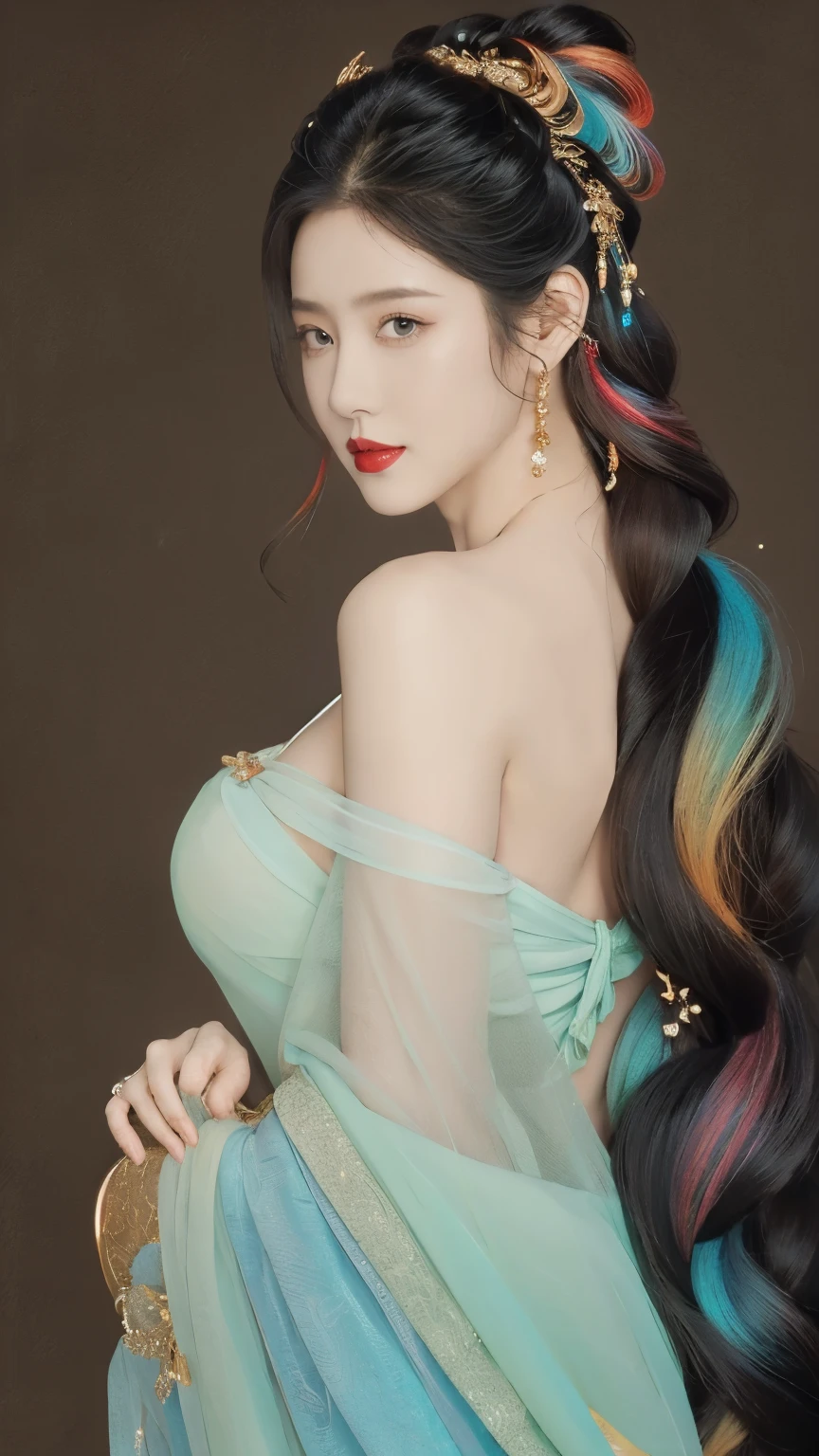 Portrait of a 21 year old saint,Charming adult saint in a long dress made of thin silk, beautiful saint with an old face, adult, She is wearing a bright pink colorful dress:1.5, beautiful face without blemishes, ((7 hair length colors:1.2)), big crown, hair brooch, Hanfu dress, Ancient Chinese style, Full-body jewelry, forehead tattoo, face tattoo,very even breasts, face, innocent face, The most beautiful and delicate light red lipstick, ((thin and plump lips:0.3)), ((golden eyes color:0.6)), Detailed and delicate lighting effects, Light and Darkness, dramatic lighting, magical lights, highly detailed lighting, natural color, very sharp, realistic, 8K quality, Fantasy space setting, A space of saints and magic, The most detailed images, ((alone:0.3)), ((to the saints:0.6)), ((Staring straight at saint'upper body:0.4)), ((soft skin:0.5)), ((saint'veil:0.6)),Tattoo , Face tattoo,Oiran , clothes made of jewels , Cherry Blossom , 🌸 , grassland , Close your eyes and sleep in the chair:1.5
