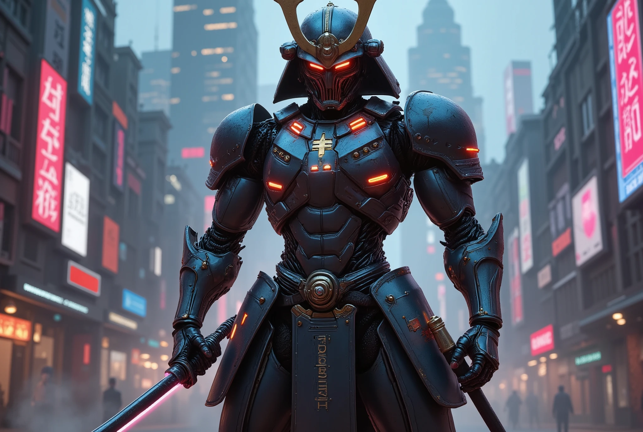 cyberpunk robot samurai