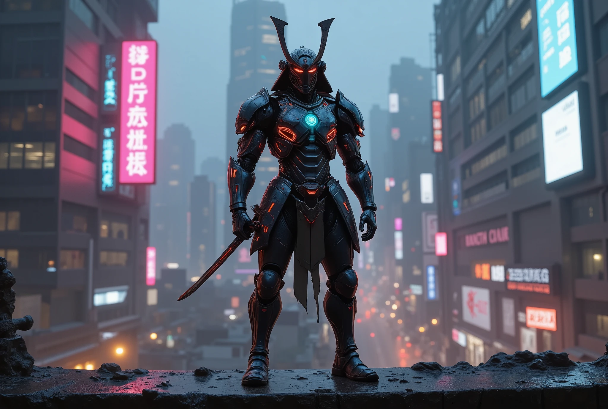 cyberpunk robot samurai