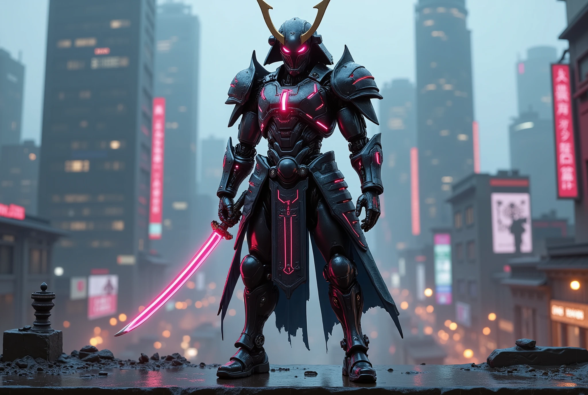 cyberpunk robot samurai