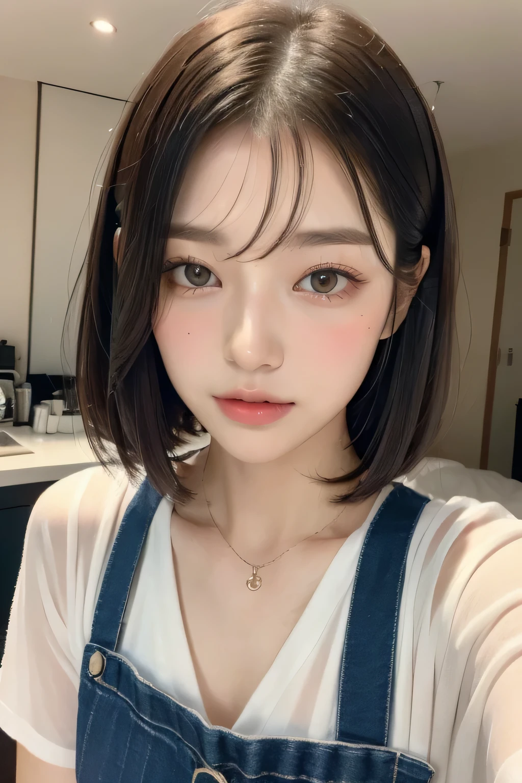 ((top-quality、8K、masterpiece:1.3))、foco nítido:1.2、Beautiful woman with perfect body:1.4、Slim abdomen:1.2、((Layered Haircut、Colossal tits:1.2))、 (Small and beautiful hard nipple) (Thin, damp buttons up to shirt length:1.1)、(Sateen、a street:1.2)、Wet body:1.1、Highly detailed facial and skin texture、 A detailed eye、二重まぶた、sun burnした肌、A sexy、sun burn、Japan school uniform、japanes