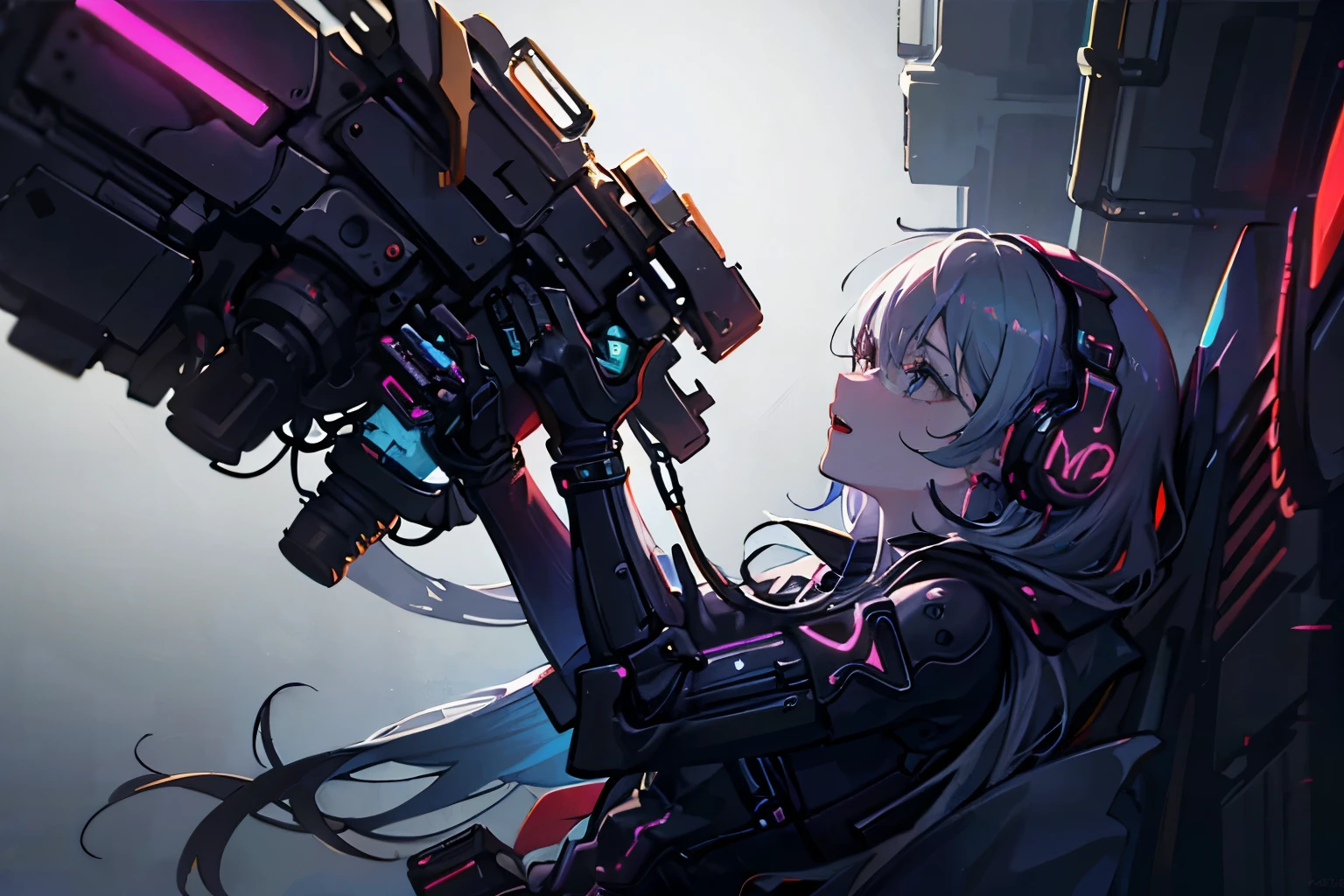 (tmasterpiece,Fine beautiful eyes:1.2),White hair,black tanktop,Volumetriclighting,glowing headphones,multi colored eyes,Detailed eyes,cyber punk perssonage,A futuristic,ultra - detailed,Light smile,highly detailed,big breasts beautiful,small detailed,ultra - detailed,best qualtiy,复杂,ultra-realistic realism,Pubic area is clear,digital illustrations,A detailed,hentail realism,iintricate,4k,8k,Artstation trends,Good anatomy,beautiful illumination,awardwinning,Photorealsitic,realistic shaded,realistic illumination, beautiful light up, Ray traching, Complicated details, moodiness, trichotomy, tmasterpiece, (illustratio:1.1), A high resolution, (VerydetailedCG, Solidarity, 8k wallpaper:1.1), beauitful face, Highly detailed face, Ultra photo realsisim, tmasterpiece, bokeh, The is very detailed, 复杂, zoomout, Colorful, vivd colour, the sideview, Denim shorts, cleavage, big breasts, lace