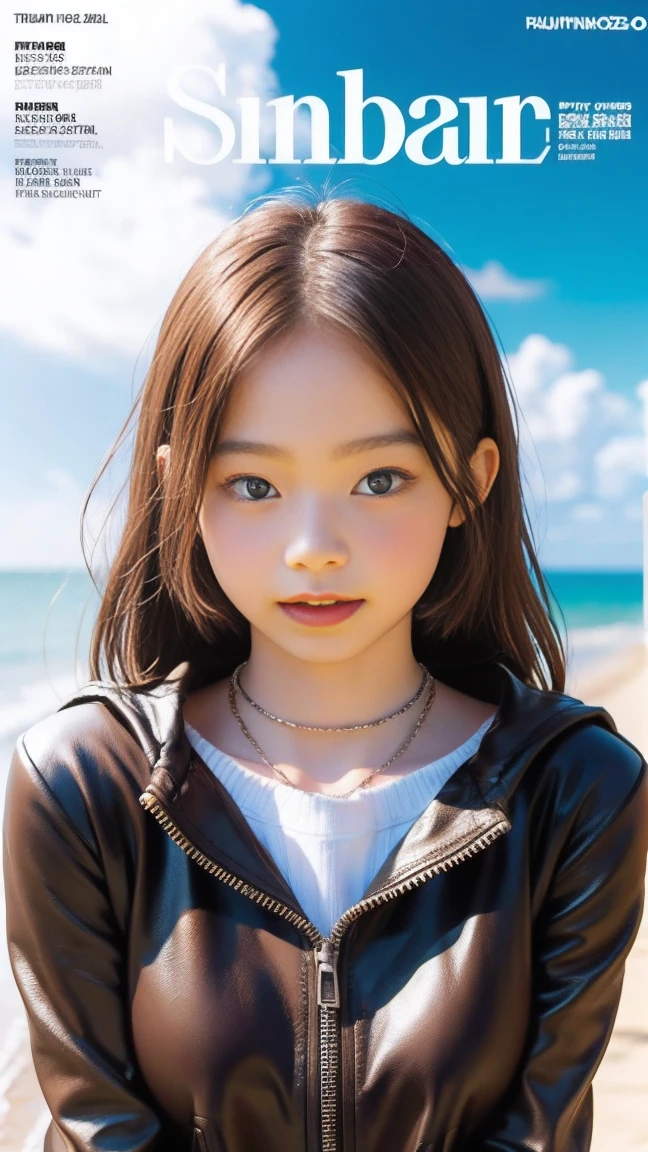 Highly detailed CG Unity 8K wallpaper、highest quality、Super detailed、masterpiece、realistic、Photorealistic highly detailed cute girl、12 years old、round eyes、、viewer、body shot、beach , Completely naked
