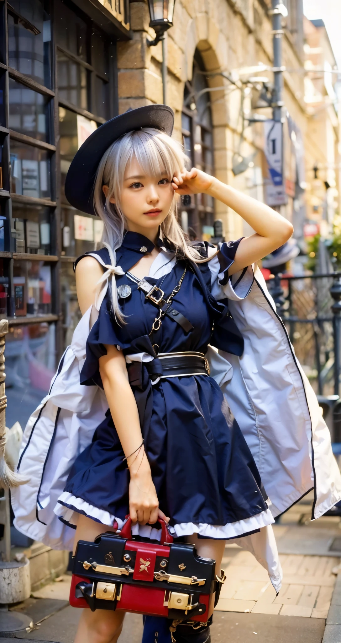 (Completely live action:1.37), (Amazingly realistic textures:1.37), (masterpiece, best quality:1.2), (8k uhd, 16k, 32k, ultra high res), amazingly realistic skin, amazingly realistic photo, superrealism, (photorealistic:1.37), (RAW photo), ultimately realistic, (ultimately realistic all details), (ultimately realistic all textures), super realistic lighting, super realistic shadow, (japanese girl:1.5), ((young face)), smiling, happy, super realistic face, ultimately realistic skin, ultimately realistic eyes, (mascara:1.35)ultimately realistic background, ultimately realistic detail up, kkw-ph1, (Canon EOS R6, 85mm, 1/200s, f/5.6, ISO 1600), (tattoo), (knight armor:1.37), (sel-frame glasses), (blue eyes:1.2), (silver hair:1.3),
