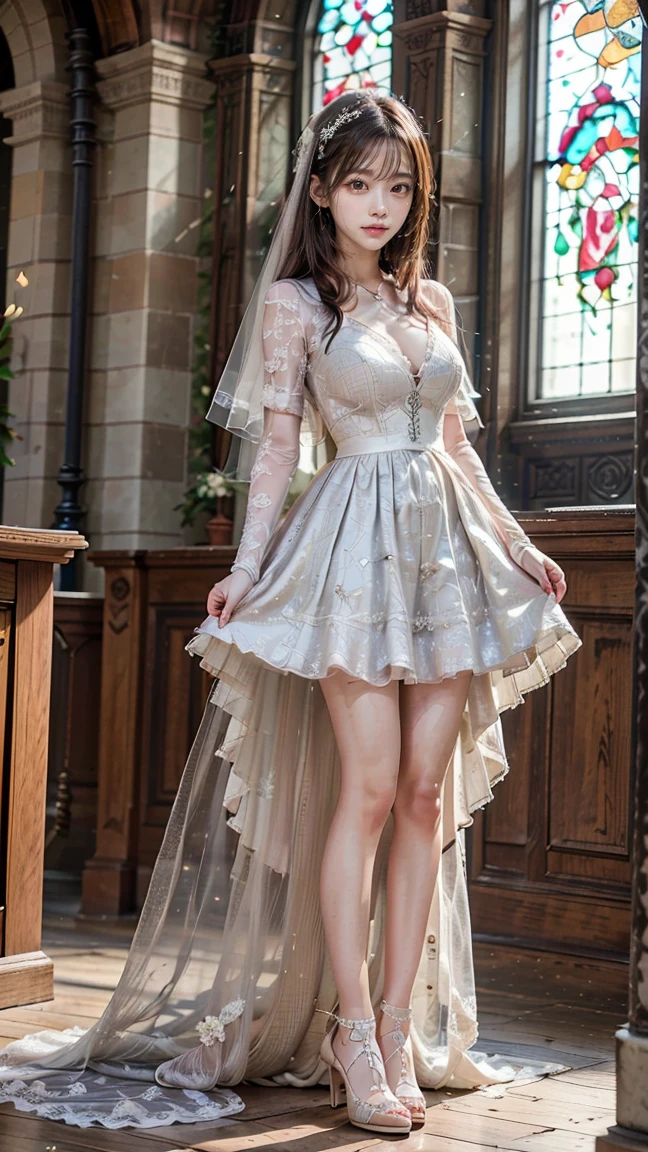 ((Best Quality)), ((Masterpiece)), (Very detailed: 1.3), 3D, NeonNoir, solo, rose, (weird pendant on chest: 1.2), (wearing a rose decorative dress: 1.2), (holding a teddy bear: 1.2), dressed gorgeously, (wearing a crown: 1.2), (wearing a veil: 1.2), candles flashing with an eerie light, (white emanating: 1.1), contemptuous eyes, in a ruined castle, against the window, Sony master shot, Full body, long legs
