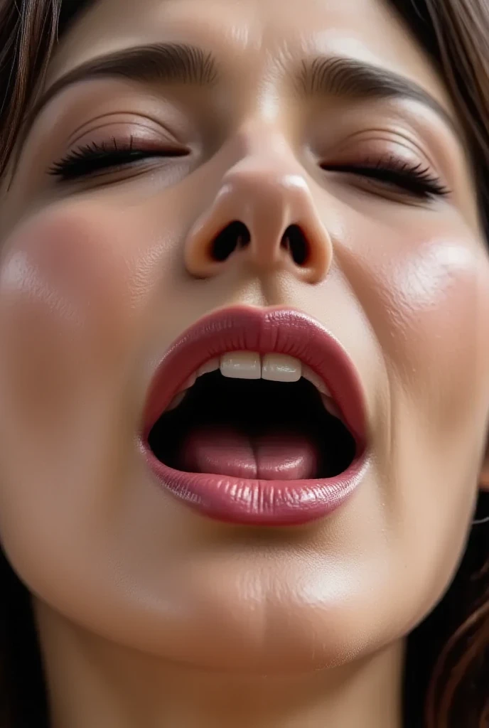 masutepiece,award - winning photo, Extremely detailed, edgOrgasm, Woman with mouth open and eyes closed , Skin shiny with sweat、Face Focus、Illumination that emphasizes shiny sweat{{{Spread }}}, A dark-haired、NSFW、