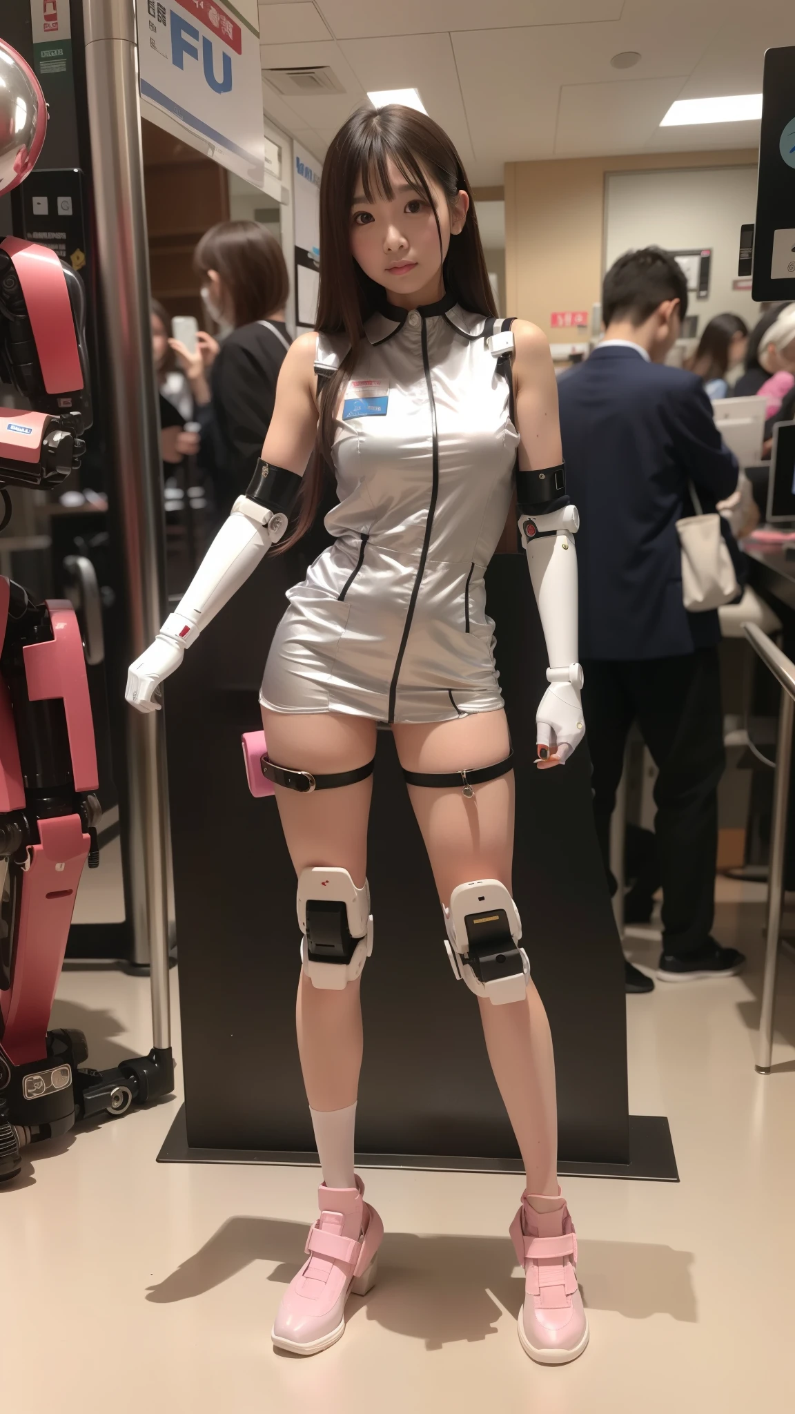 Silver satin nurse uniform, Silver satin nurse costume, robot