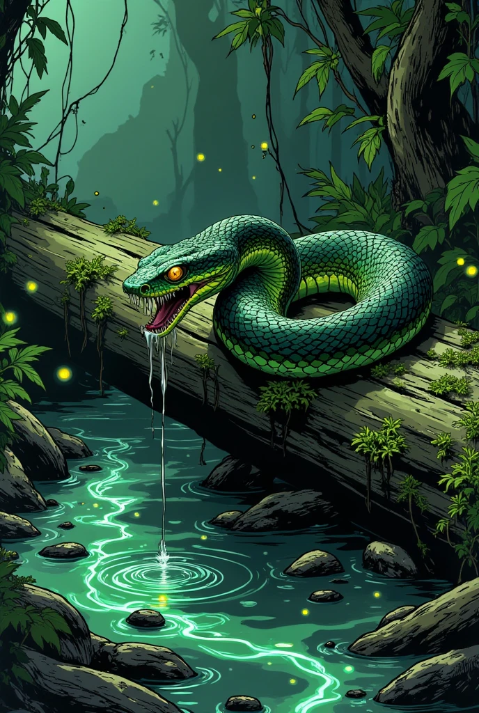 Imagine a snake-like creature with human body slithering through the murky waters of a medieval dark fantasy swamp. Its scales shimmer with a sickly green hue, blending seamlessly with the algae-covered surface of the swamp. The creature's eyes, glowing with an eerie yellow light, survey its domain with predatory cunning.
Coiled around decaying roots and half-submerged logs, the creature's sinuous body moves with fluid grace, leaving ripples in the water that distort the reflection of twisted trees draped in hanging moss. Its forked tongue flickers in and out, tasting the stagnant air heavy with the scent of decay and damp earth.
At the creature's head, a crown of sharp, ivory-like protrusions curves menacingly above its sinisterly smiling maw. Venom drips from its fangs, mingling with the fetid water below. In the distance, eerie mist hangs low over the swamp, adding to the oppressive atmosphere of this forsaken realm.
Capture the ominous presence and primal danger of this snake creature in the medieval dark fantasy swamp, where legends whisper of its elusive nature and unwary travelers vanish without a trace.