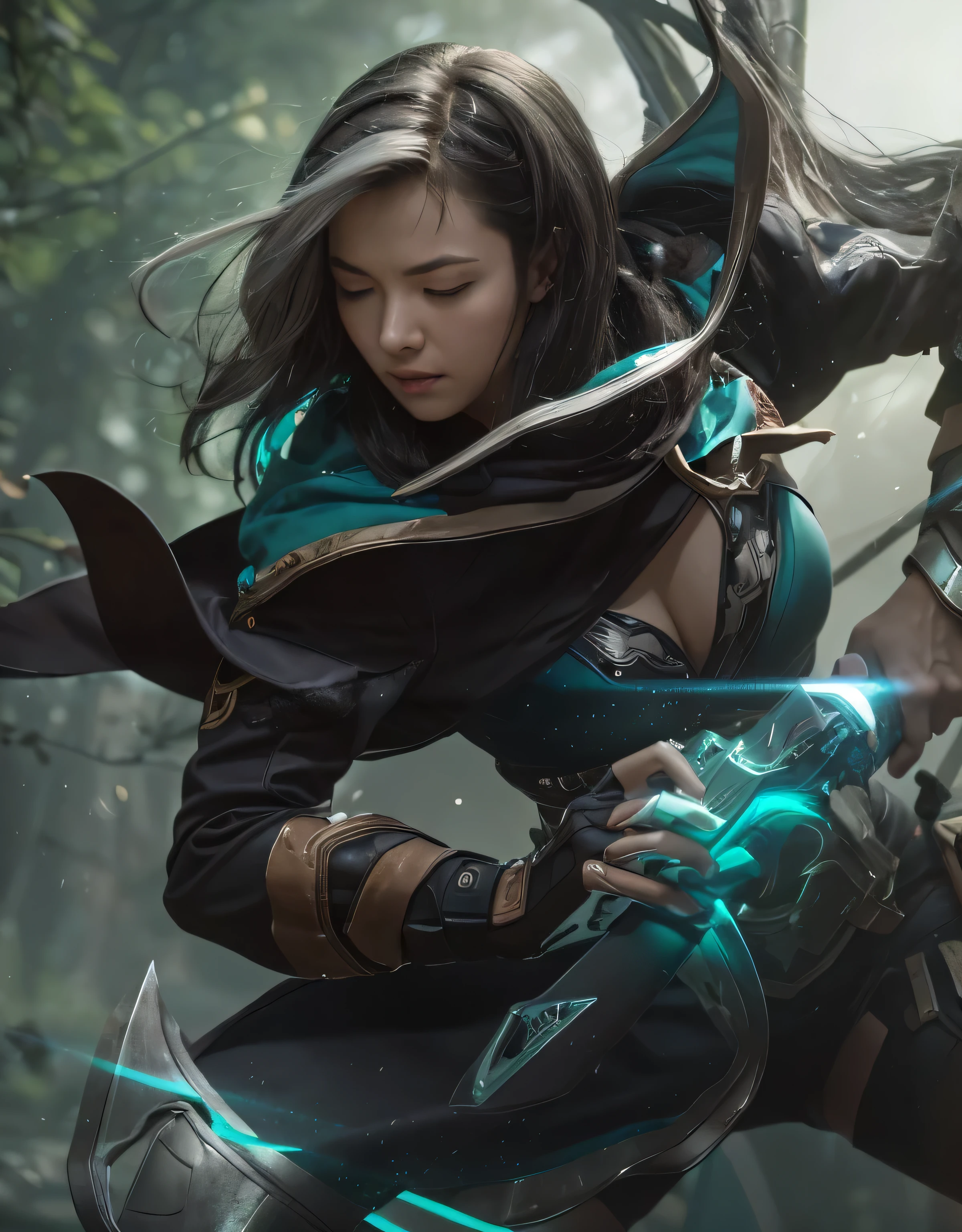 Close-up of a woman in a purple and black outfit, shadowbringer movie, 4 k detail fantasy, beautiful fantasy empress, game CG, xianxia fantasy, xianxia hero, 2. 5d CGI animation fantasy work, Movie goddess close-up shot, Ruan Jia and Art Jereum, wow 4 k detail fantasy, Highly detailed fantasy character