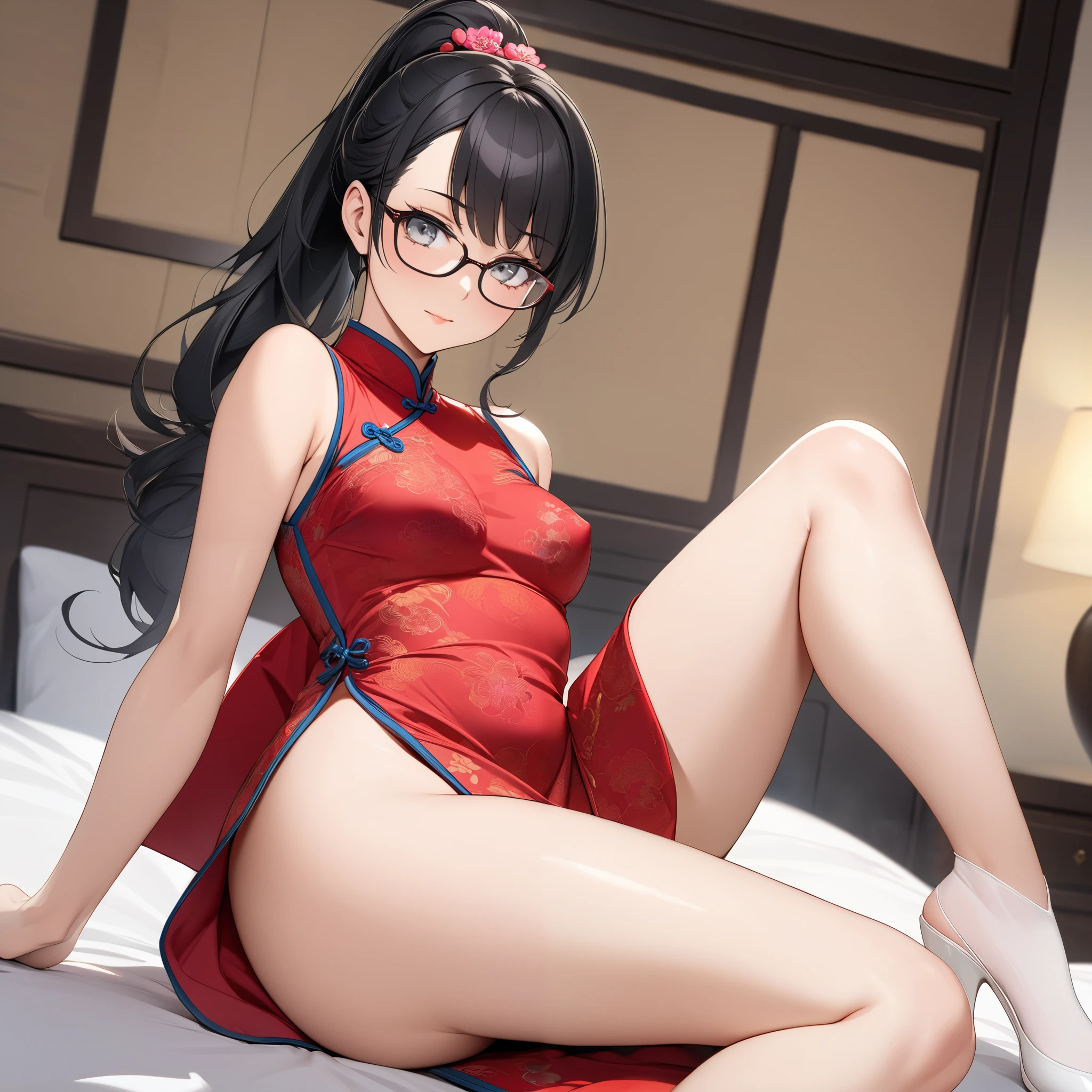 Beautiful girl,Korea, sitting among red light neon,
18 years old,Short hair, shoulder length,black hair, medium breasts,wet, sweat, camel toe, red lips ,Wear glasses,
White underwear, sexy pose,
red eyes, Squat and spread your legs. Sexy lady, กางเกงใน girl, หน้าเด็ก,
Two horns and a red demon tail, succubus, slim, ปีกนางฟ้า,