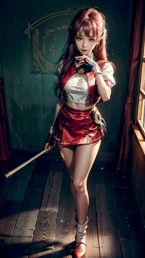 ((Best quality, 8k, Masterpiece :1.3)), Image of a Beautiful Malay superidol. Long black hair:1.3. Beautiful cute girl in coat, (open black coat). Big breasts:1.3, close up cleavage. ((Bare shoulders _depth of field)), atmospheric perspective, Volumetric lighting, Clear focus, absurd resolution, Realistic proportions, Good anatomy, (realistic,Hyper-realistic:1.37), 16K HD, INFO. ((Red background)),
