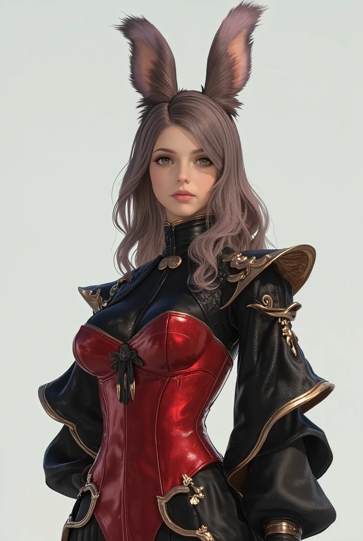 Final Fantasy Style , 高橋和也のmasterpiece, 1 girl, beautiful, Wizard, enchantment, masterpiece, best quality, white background , concept art , blonde, short hair , (( big breasted, deep cleavage )), sexy long legs, full body shot