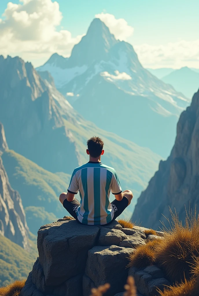 uma pessoa meditando em uma montanha --auto