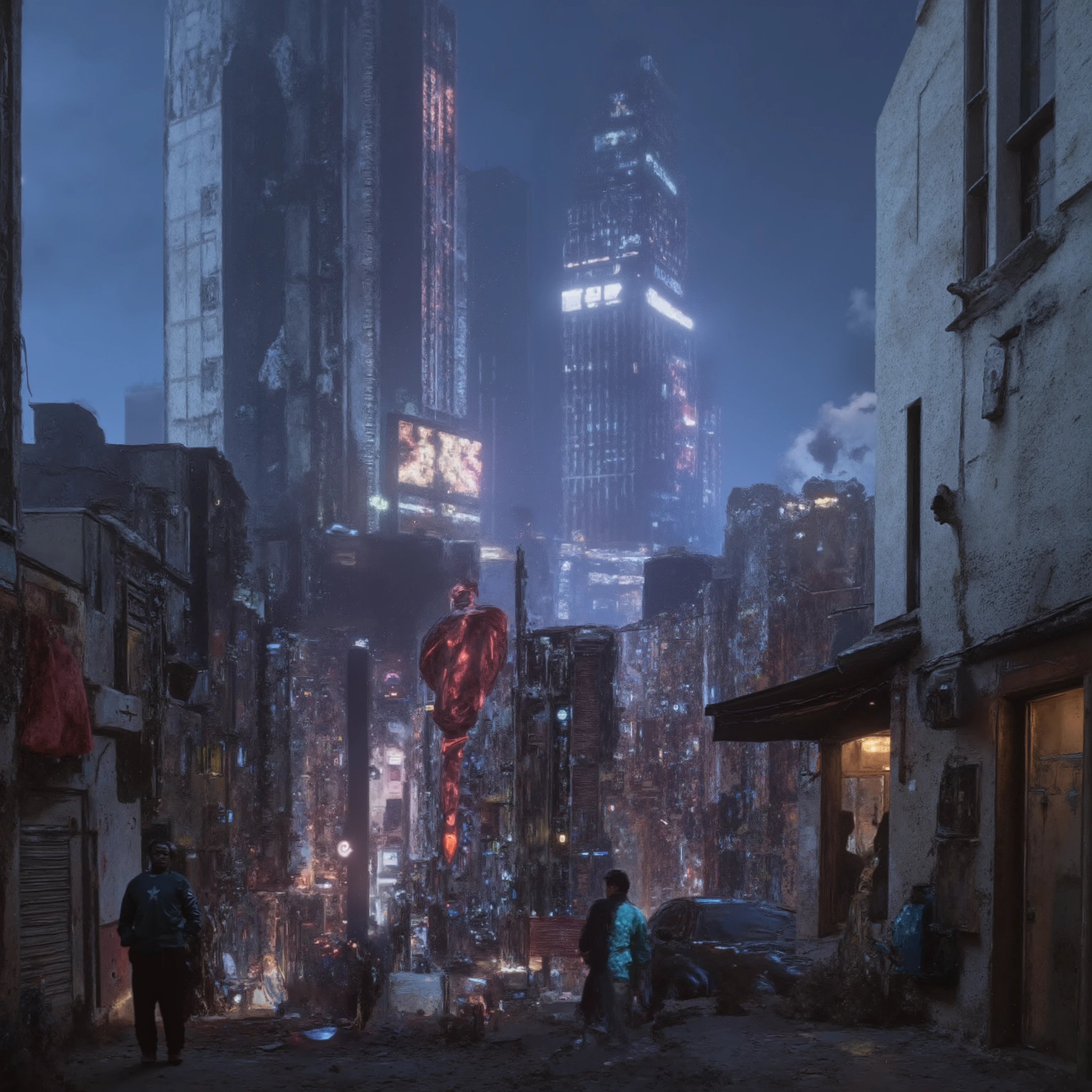 Very high quality,8k,See the bustling cyberpunk city from a desert in the distance,Neon lights in the distance , are very real, tall buildings ,night,The road that stretches from afar to the city,A real human perspective standing high in the desert,Don't want the car's light track,Don't be too surreal,Layout in line with a realistic city skyline