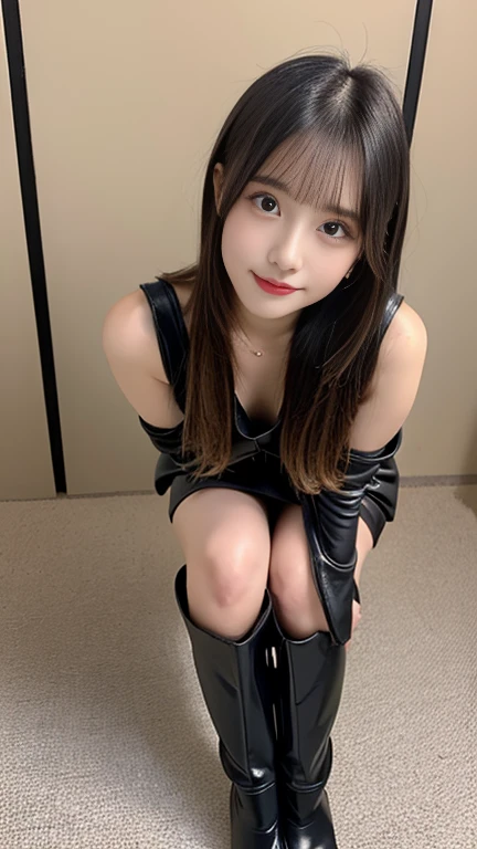 (best quality,8k,high-res,masterpiece:1.2), ultra-detailed, (realistic, photo-realistic:1.37), tabletop, extremely detailed, photorealistic rendering, girl and full body seen, black leather miniskirt, slightly averted eyes, profile, incredibly beautiful, cute, 8K wallpaper, intricate details, highly detailed 8K wallpaper, gravure, model, foot fetish, legs, leg fetish, visible down to the feet, vibrant lighting, soft shadows