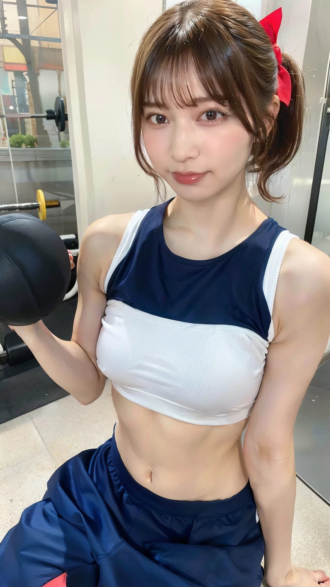 (RAW photo, 4k, masterpiece, high resolution, extremely complex) (realistic: 1.4), cinematic lighting, blushing,((innocent)),bright eyes,round eyes,blunt bangs,(short bob hair:1.3),black hair,large breasts,wide hips,Summer Noon, ,Hot, (Best Quality), (Highres), (an Extremely Delicate and Beautiful),(Beautiful 8k face),(Brown eyes),( spectators),(gigantic breasts),(cheer girl:1.5),(a miniskirt),(reality),bright lighting,(The background is a luxury hotel room)
