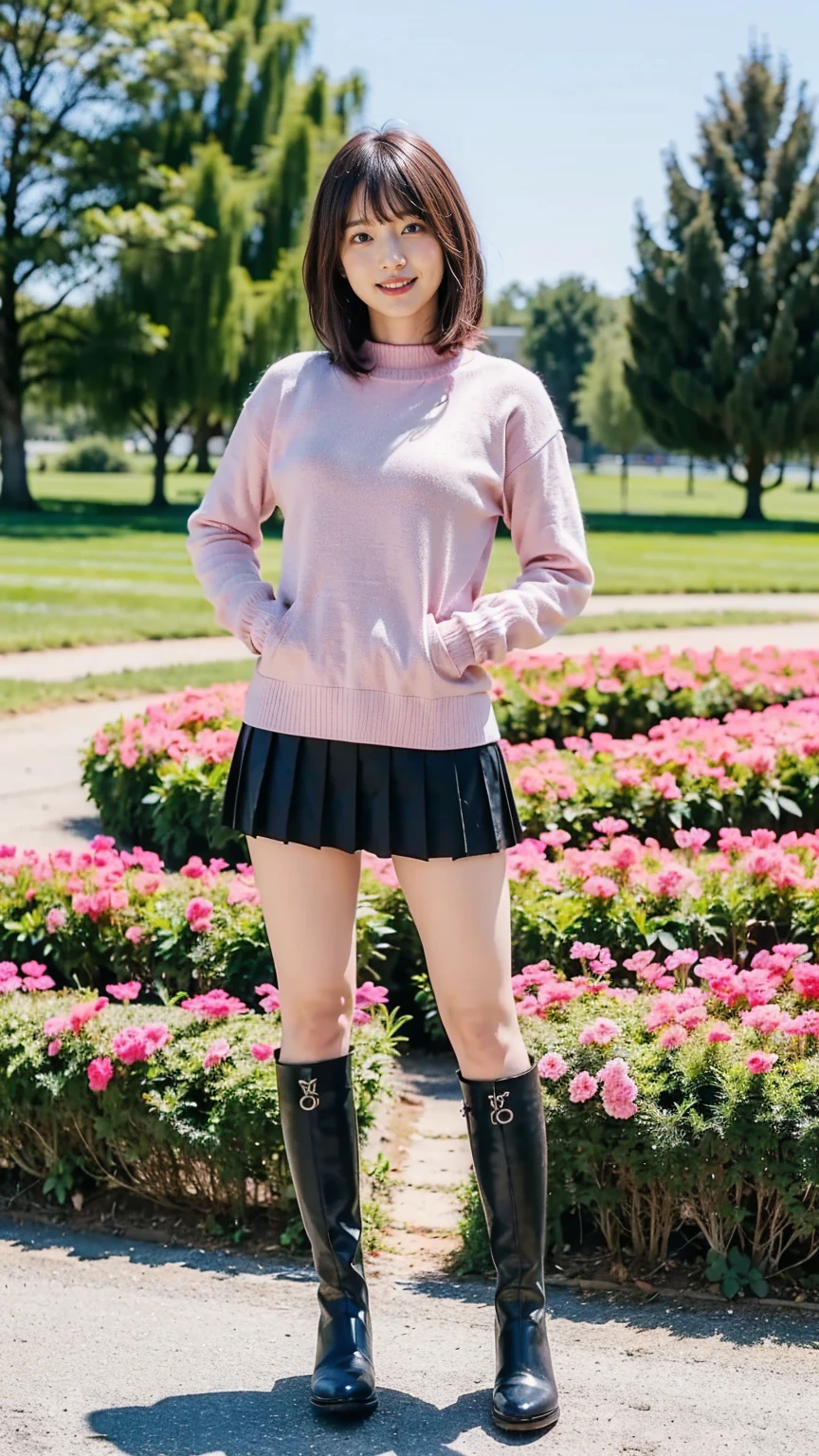 Valle stardew, girl with purple hair, pink t-shirt, Red skirt, purple boots