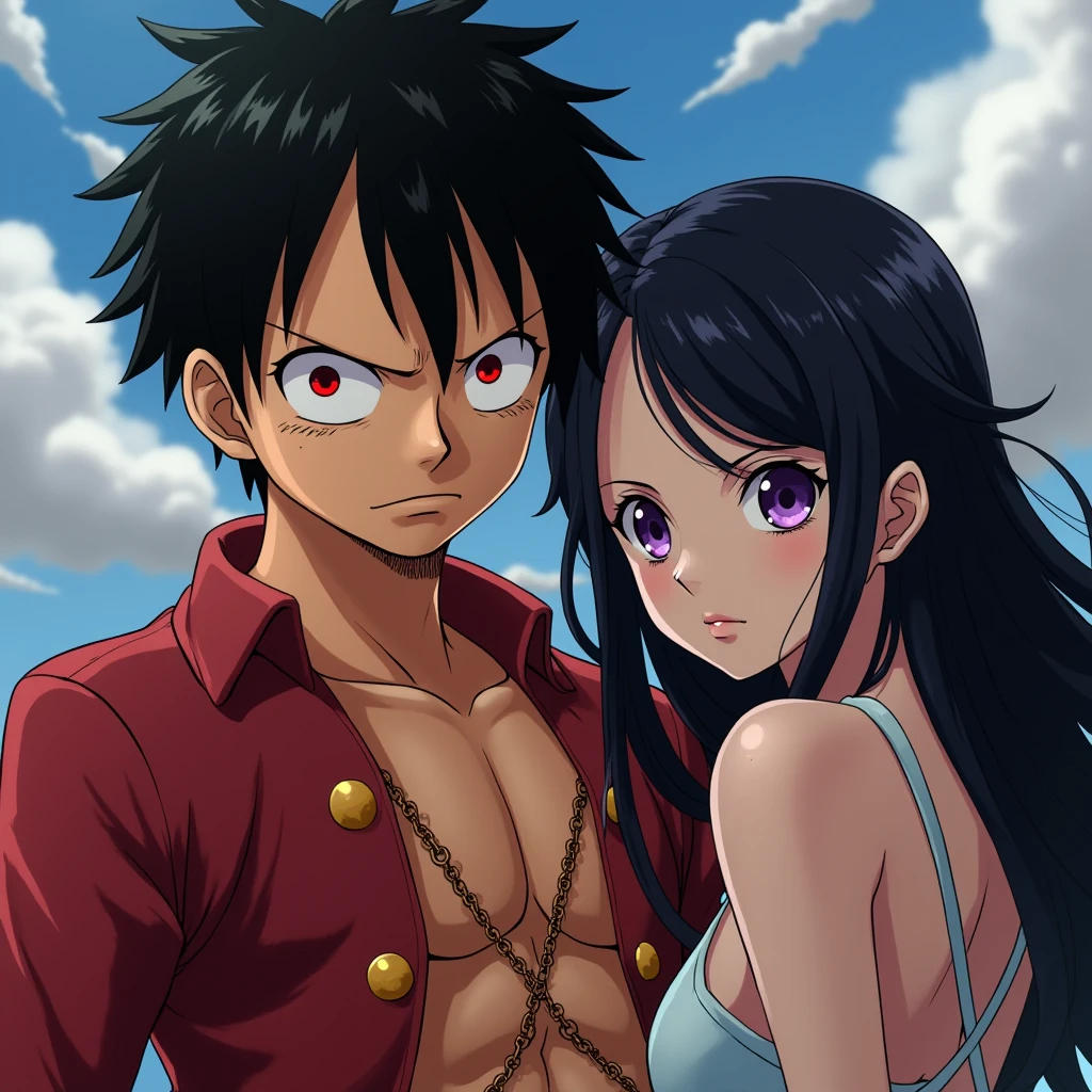 A Onepiece-inspired character. (Gothic woman black hair with bangs, spiked choker, spiked bracelet, fishnet tights, black combat boots, Black gloves) the scene should be in the distinct digital art style of Onepiece, with a focus on character expressions, vibrant colors, and detailed textures that are characteristic oh one piece, anime character from one piece, one piece, one piece style, official anime artwork, by Eiichiro Oda, one piece artstyle, official art