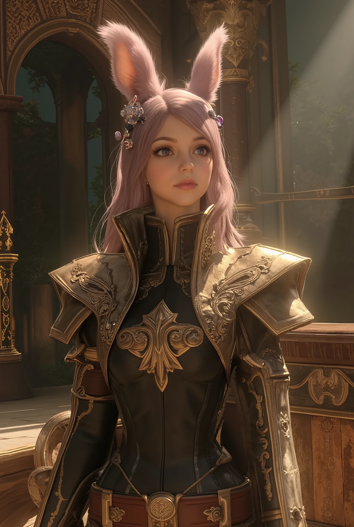 best quality, Super quality, 16k, unbelievably absurd, very detailed, 2.5D, delicate and dynamic, Viera Veena, Kiri Reina female, enchanting smile , (nudity:2.0), nude, amazing style, bouquet, Steampunk, dieselpunk, clock punk , cyberpunk, Glitter effect。Sparkling Skin、Big Breasts、 deep cleavage