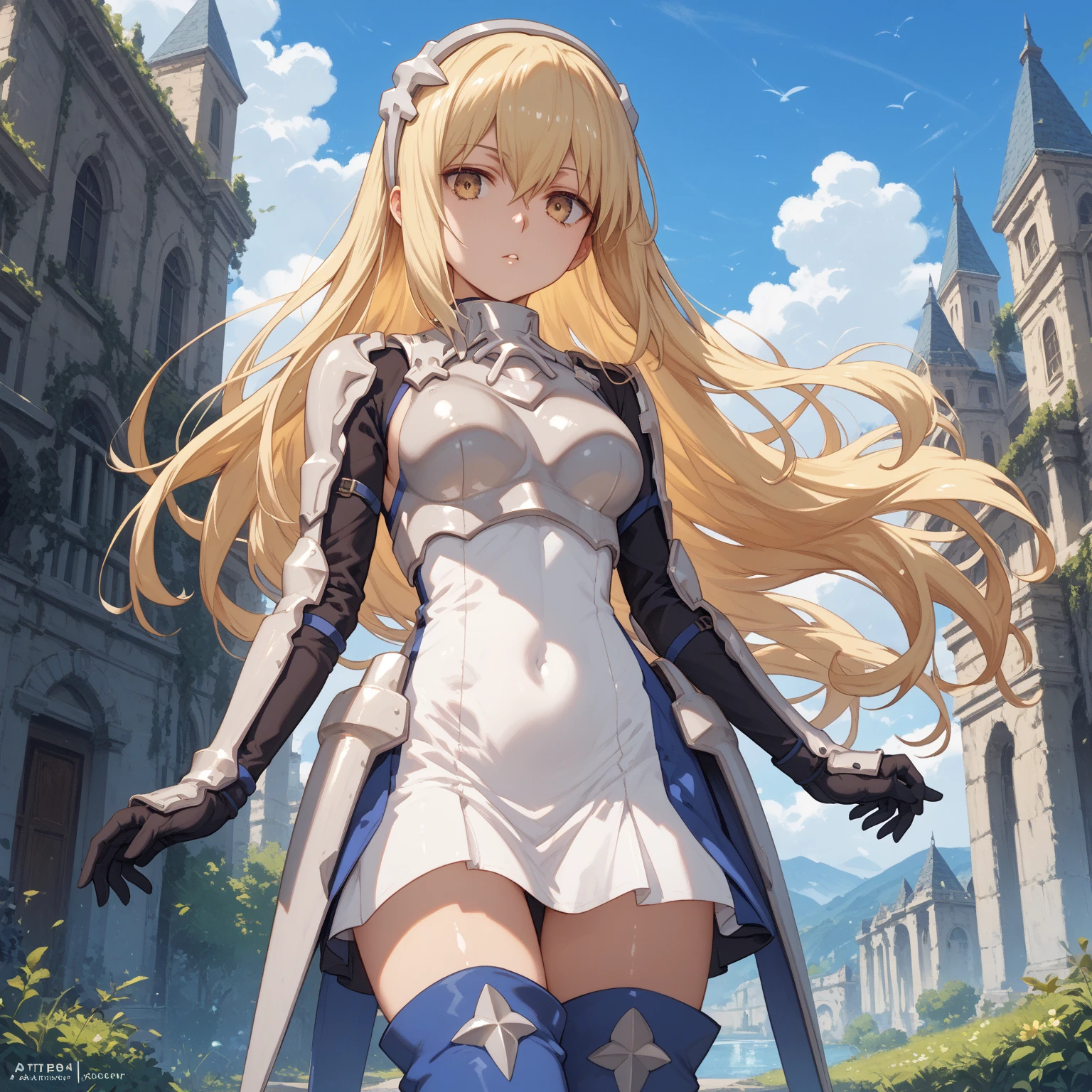 ((slaveclothes)),rabbit pose arms up,yellow eyes,blonde hair,(blush,pleasure,delight,orgasm,cleanched teeth,rolling eyes)