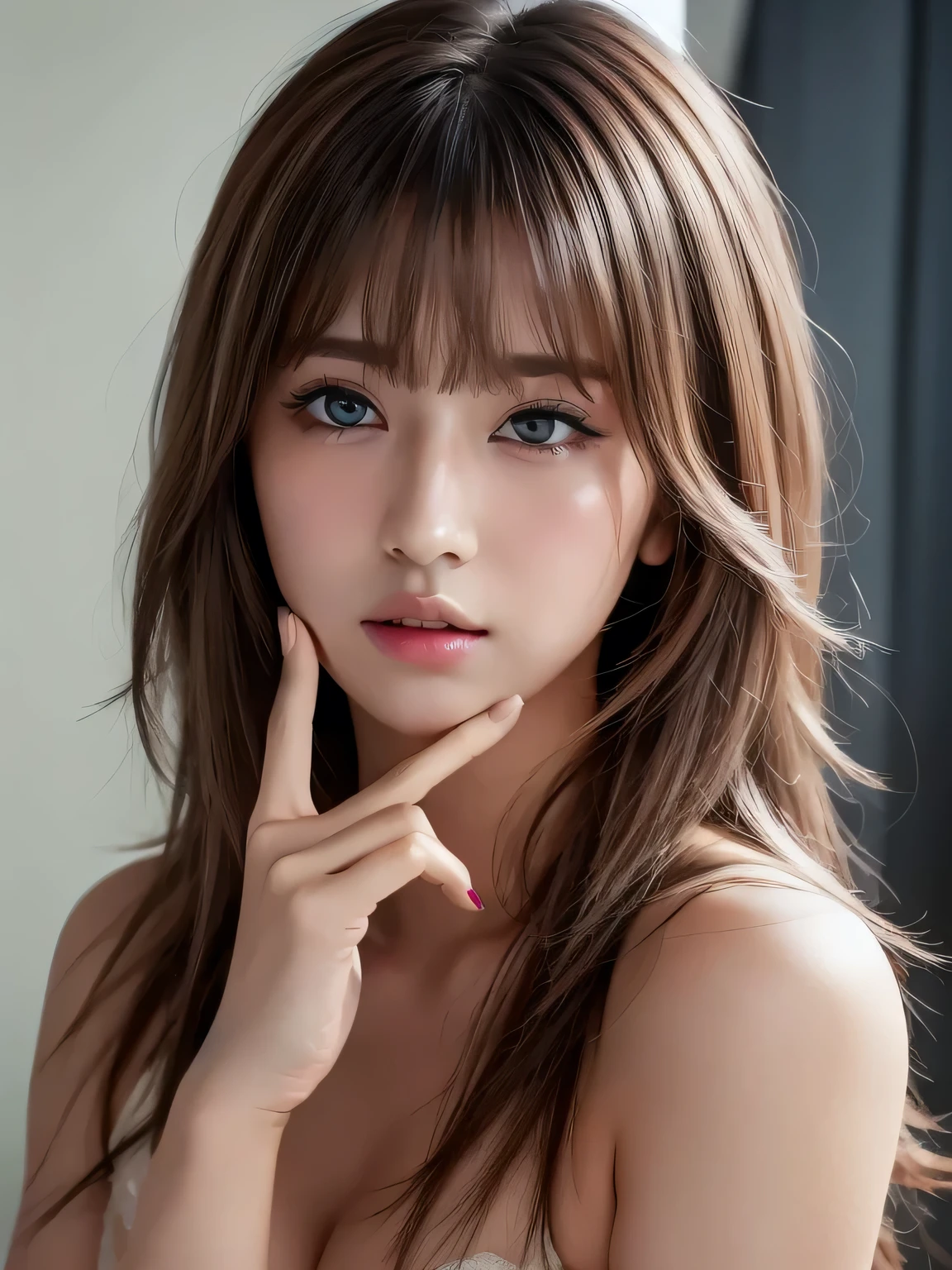 A close up of a woman with long hair and a white dress - SeaArt AI