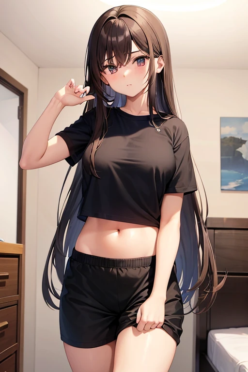 (masterpiece:1.3), (Best Quality:1.3), (Ultra-detailed:1.2), ((kawaii)), Cute, (lovely), ((sexy)), ((Extremely detailed)), 4K, (8K), Best Quality, (Beautiful), Illustration, anime style, (bold line:1.2), Gradation, looking at viewer, //, (bent down:1.1), (arms behind back), //, a cute girl, 1girl, (solo:1.2), gleaming skin, //, (flat chested), (Perfect eyes:1.2), (Perfect iris:1.2), //, darkblue hair color, (beautiful eyes) //, (half closed eyes:1.3), (sexual expression:1.2), Fascinated expression, smile, (blush:1.2), //, modern city background, on rock, twin tails, muscle girl, hard abs, exposed abs, short tank top with skirt