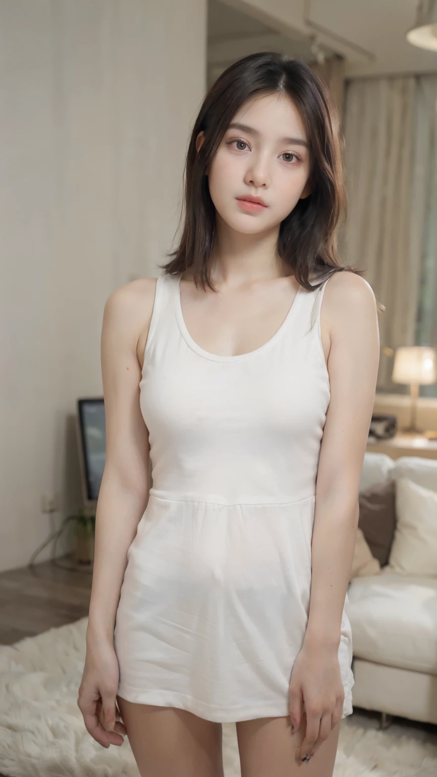 ((masterpiece, high quality, best quality)),Beautiful girl college student,dressed, (photo realistic:1.4), (hyper realistic:1.4), (realistic:1.3), (smoother lighting:1.05), (increase cinematic lighting quality:0.9), 32K, realistic lighting, backlighting, light on face, ray trace, (brightening light:1.2), (Increase quality:1.4), (best quality real texture skin:1.4), finely detailed eyes, finely detailed face, (joy), (laugh:0), face closeup, t-shirts, (Increase body line mood:1.1), (Increase skin texture beauty:1.1)