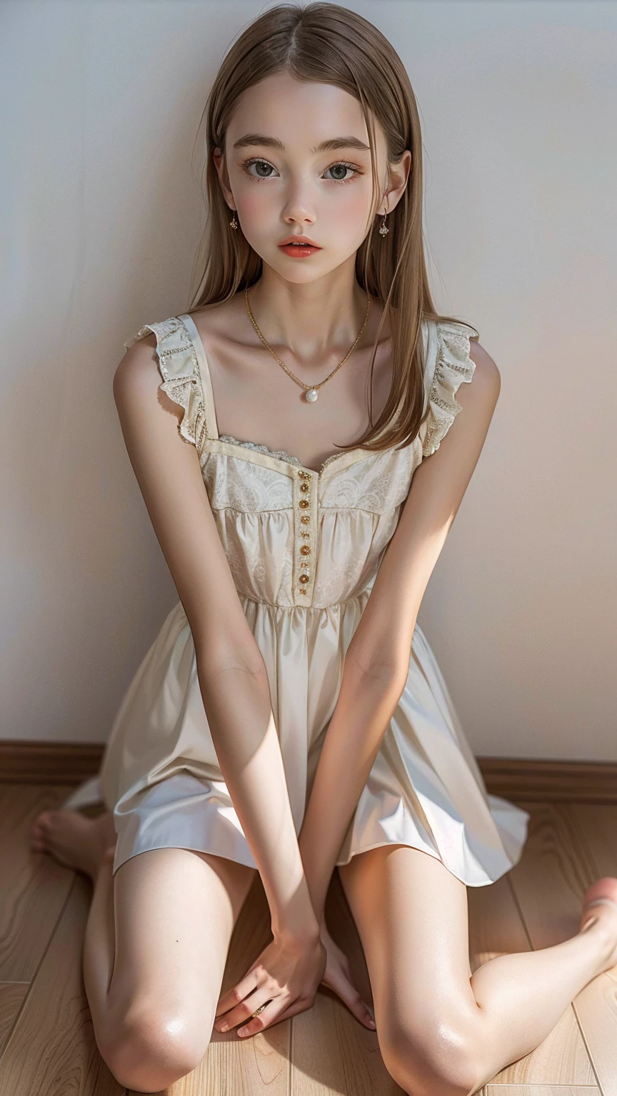 ((best qualityer)), ((work of art)), (detailded), , Grinning, long hair, short dress, whole body, photoshot