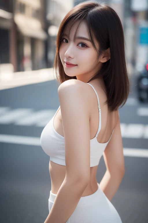 ((Otherworldly beauty)), imitate, 25 years old, Kawaii face, The most beautiful smile, Gravure photos for fashion magazines, masterpiece, Top quality, Award-winning works, ((high resolution)), ((Extremely detailed CG Unity 8K wallpaper)), Very good skin, (Random Hairstyle), Perfect body lines, slim body, Famous brand clothing, Autumn clothing, Elegant and stylish atmosphere, Charming and seductive, Sexy Girls, Standing against the backdrop of the city skyline, Autumn Light