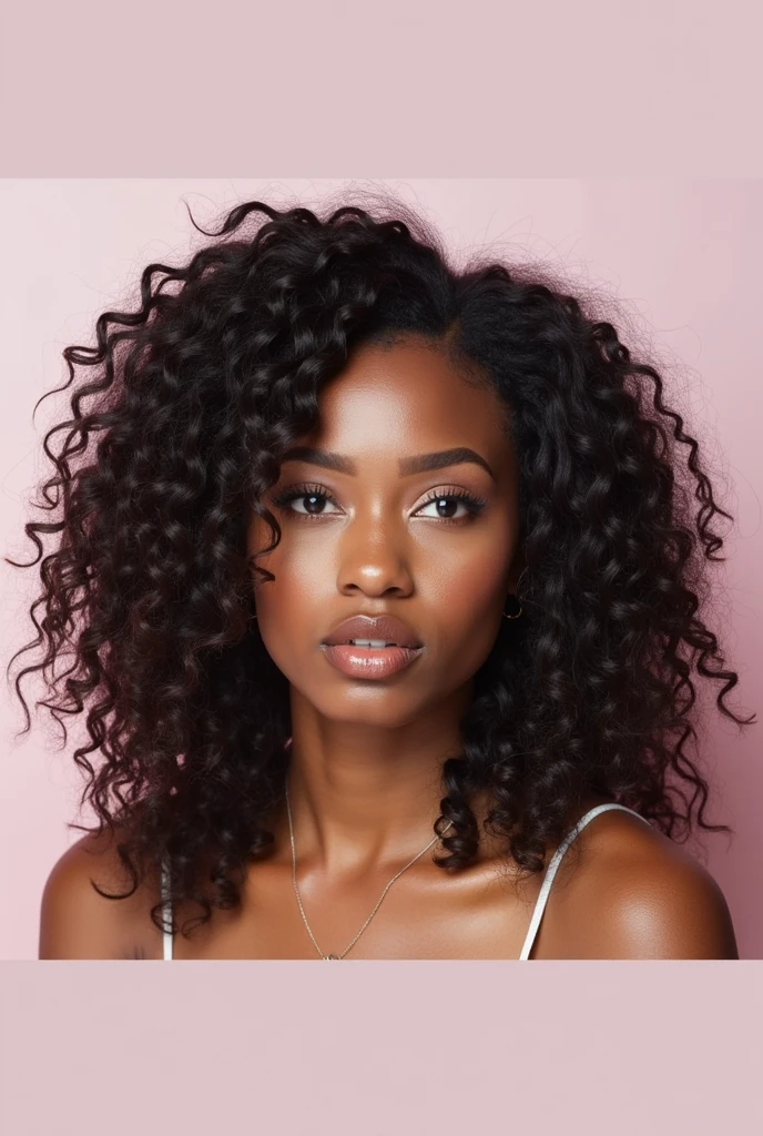 Black girl with hair the looks like ringlet-shaped, voluminous, springy curls