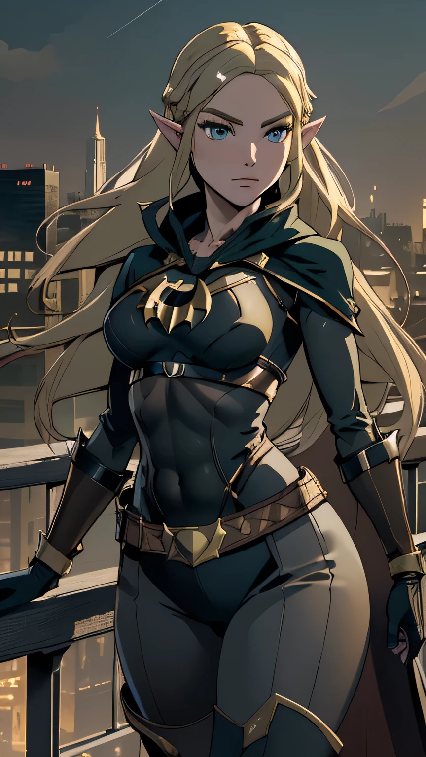 1girl,batman,no mask,huge boobs,superhero,solo,cape,utility belt,belt,pouch,bodysuit,outdoors,black cape,belt pouch,looking at viewer,simple background,grey background,, (flat color, pastel style, black outlines:1.2), sketch