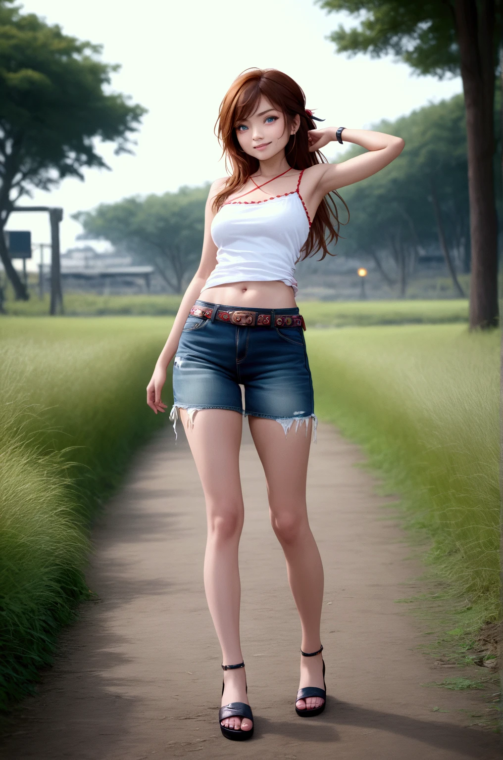 Beautiful 18 year old woman with brown hair