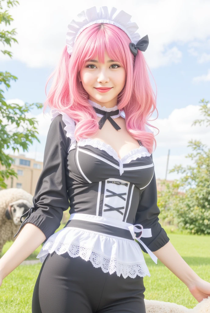 Yui Yuigahama, pink hair, female, busty, my romantic comedy snafu, maid suit