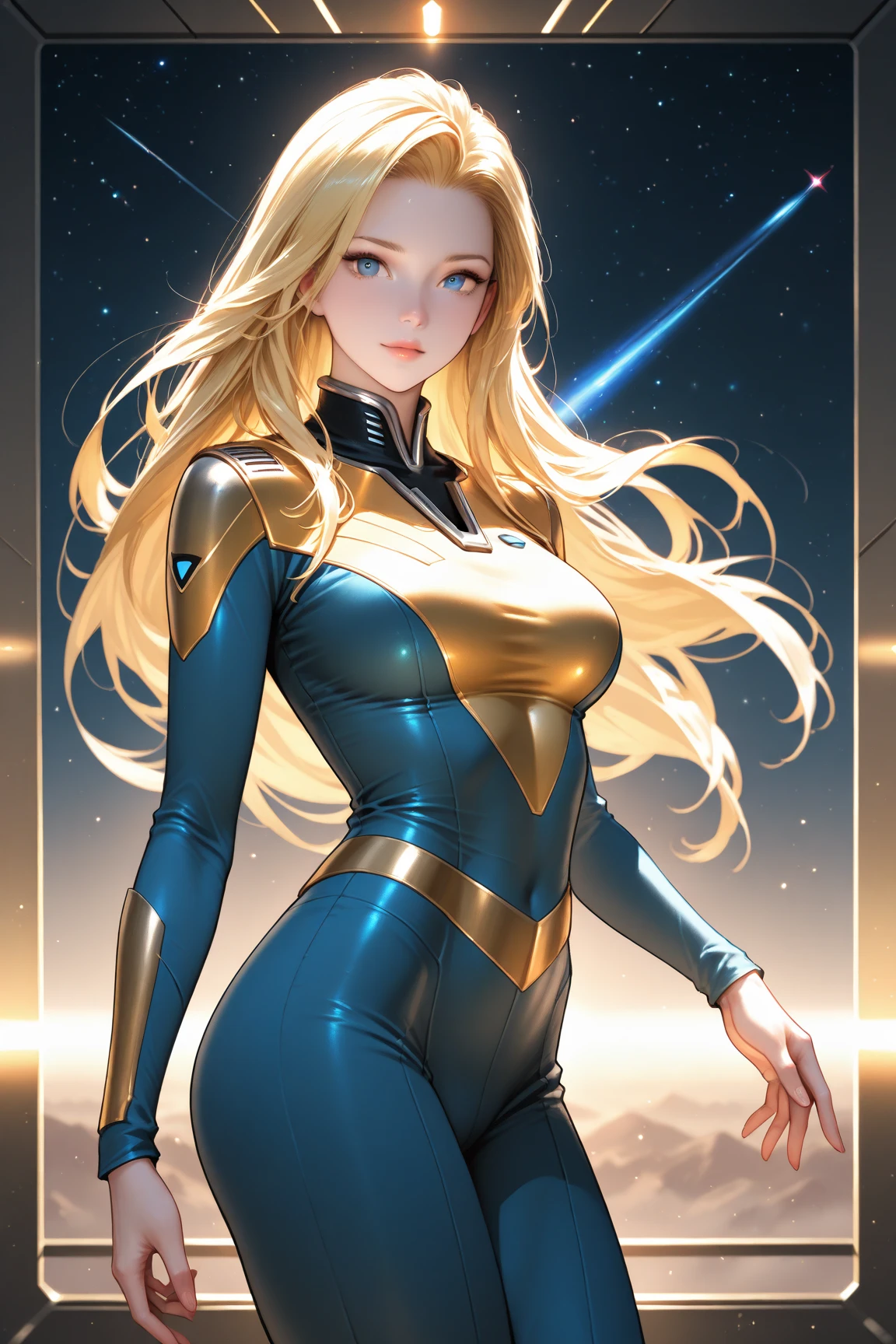masterpiece, best quality, agrias, grey sweater, black leotard, twirl, spin, blonde hair, superhero, boots, tornado, whirlwind, solo, bare legs, whirl, wind effects, spinning into a tornado, fast spin, stand, time travel, travelling through time, highleg