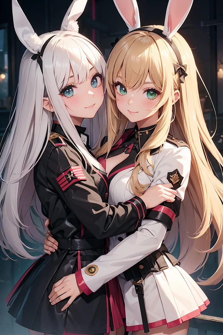 BREAK Perfect Anatomy、(High resolution:1.2)、Incredible illustrations、(Cute illustrations:1.2)
(Beautiful background,(nature,crowd))(netorare,yuri,dutch angle)
2gial((blonde hair,shiny hair,hair intakes:1.8,long hair)(doyagao)(a girl,, 1.4meters, 35kg),17-year-old,flat chest))(Black coat,Combat Uniform,,garter straps,Eye patch),
((gradient grey hair,shiny hair,hair intakes:1.8,Dark Skin:1.6)(doyagao)(a girl,height 1.7meters, 40kg),,17-year-old))
(Black coat,ゴシック風Combat Uniform,,garter straps,eyepatch:1.8) )a girl kissing a girl