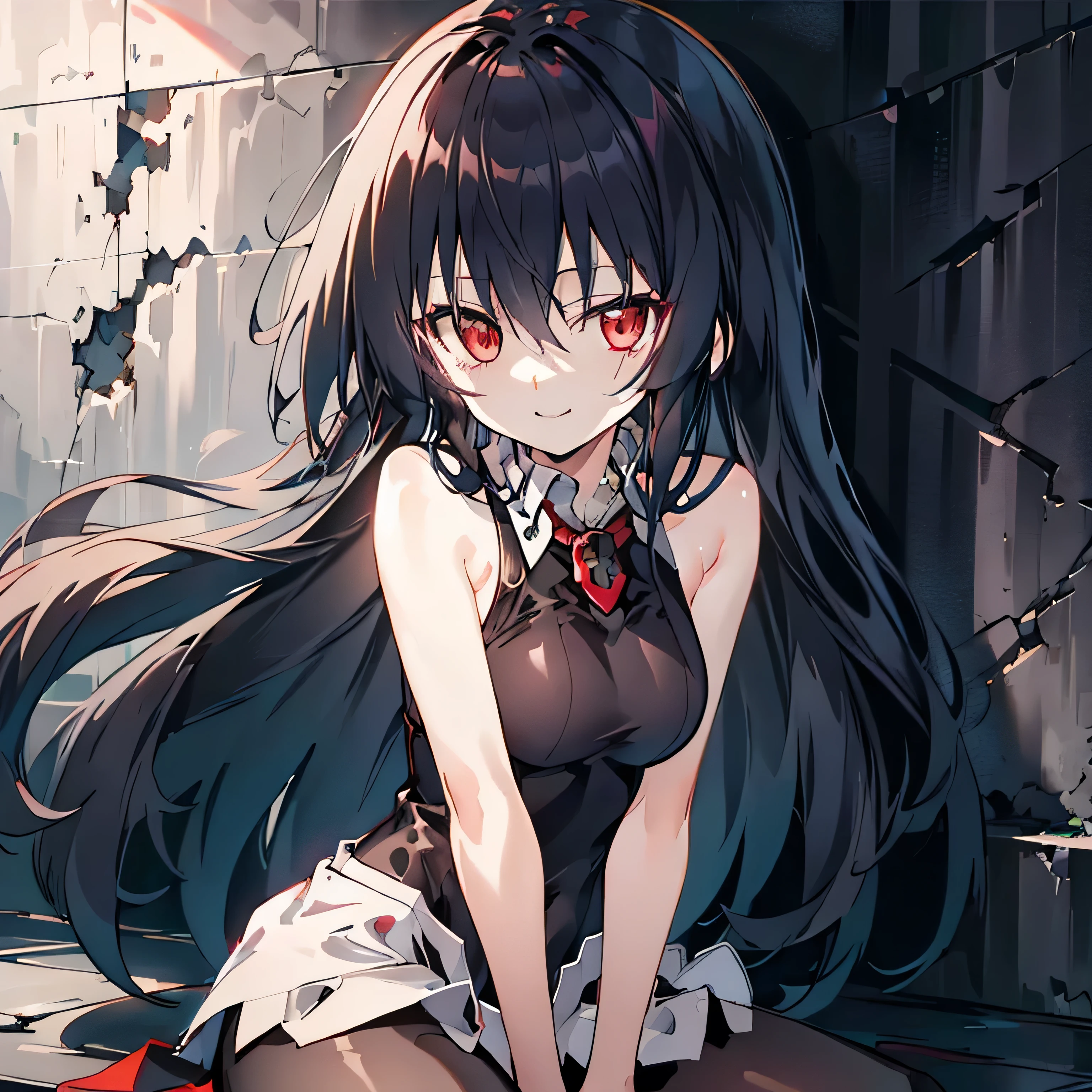 22:21:42
1 girl , (attached to the cross) , cowboy shot , character focus , bare breasts, ((rape face)) , black long straight hair, hair ribbon , red eyes, glowing eyes, (spotlighting), ((horror)) ,((masterpiece)), ((best quality)), ((ultra-detailed)), (illustration), ((an extremely delicate and beautiful))