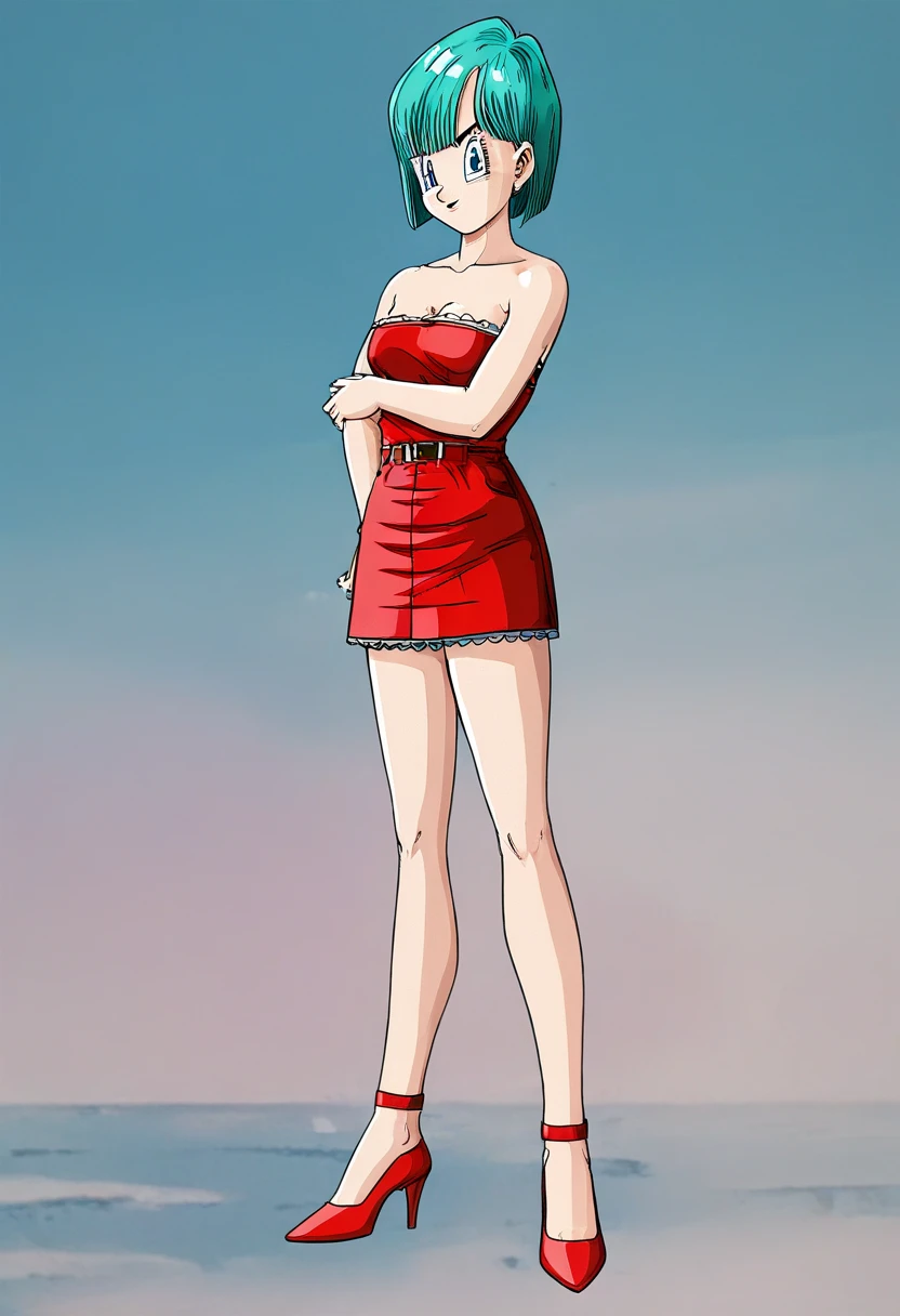 Bulma, short hair, aquamarine hair, bob cut style ., water colored hair ...