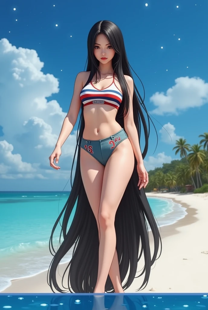 ((1girl, solo)), beautiful body, (perfect anatomy, perfect body, perfect hands, perfect legs), nice hands, natural proportions, sexy body, large breasts, standing, hand on hip, full body BREAK
((extremely detailed face)), (yellow eyes:1.5), (beautiful detailed eyes:1.6), (realistic pupils, realistic iris:1), expressive eyes, ((looking at viewer)), (clear eyes:1.3), (hyperrealistic:1.2), (detailed skin texture:1.2), smooth skin, (black hair:1.5), long hair, hair between eyes, (detailed lips:1.2), (attractive lips:1.1), (glossy lips:1.1), (smile), perfect face, perfect eyes BREAK
maid, (maid bikini:1.5), maid headdress, ((black bikini)), covered nipples, ((detached collar)), (black bowtie:1.3), ((wrist cuffs)), string panties, bare legs, black footwear, high heels BREAK
(masterpiece:1.5), anime-style, top quality, best quality, (beautiful and aesthetic:1.2), (ultra detail:1.5), Ultra-detailed depiction, Ultra-precise depiction, extremely detailed 8k illustration, high resolution, (highly detailed shading:1.2), (realistic lighting:1.4), perfect lighting, vibrant colors, dynamic tones, striking hues, 8k, absurd resolution, perfect shadows, hdr, UHD, ambient lighting, realistic, ultra-realistic, photo realistic, highly detailed, rich detail, luminous colors, fine texture, intricate design, professional illustration, (soft light:1.2), (illustration:0.7)