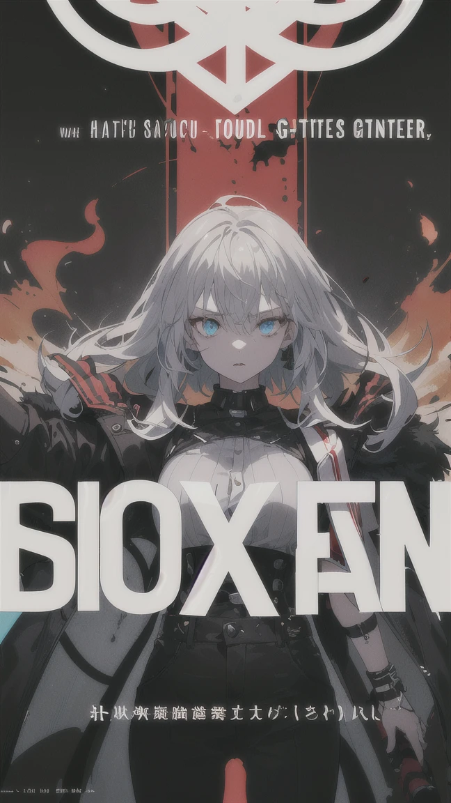 ((((dramatic))), (((Grainy))), (((intense))) film poster featuring a young platinum white hair woman as the central character. She stands have confidencely in the center of the poster, wearing a stylish and edgy Harajuku-inspired hip hop Costume, with a determined Performance on her face. The background is aesthetic atmospheric dark and Grainy, With danger and tension. The article is bold and to attract attention, with a Catchy tagline that adds to the overall feeling of drama and excitement. The color palette is mainly dark with splashes of Vibrant neon colors, giving the poster a dynamic and visually impressive appearance,tachi-e (magazine:1.3), (cover-style:1.3), fashionable, woman, Vibrant, Costume, Sexy seductive poses, front, colorful, dynamic, background, element, have confidence, Performance, Holding, statement, accessories, Majestic, Coiled, The surrounding area, touch, scene, article, cover, bold, to attract attention, title, stylish, font, Catchy, Heading, big, impressive, Modern, trend, concentrated, fashion,