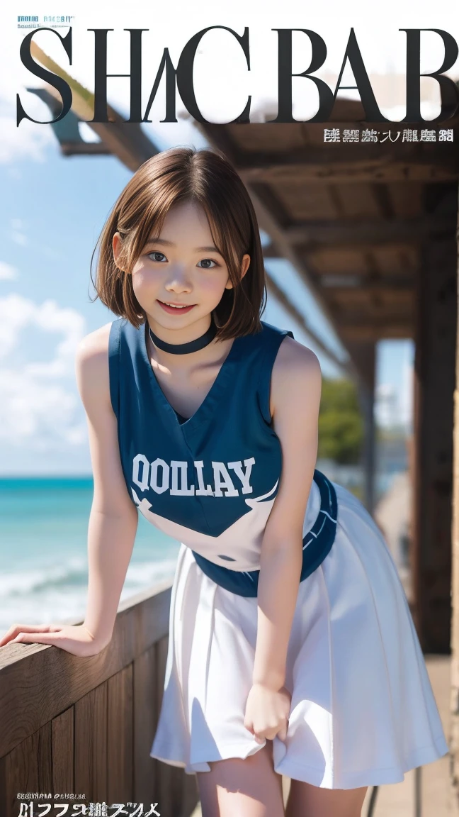 (best quality:1.2), masterpiece, (12-year-old, ultra cute kawaii:1.3), solo, smile, standing, looking at viewer, cowboy shot, (nup, cheerleader:1.2), ((focus on her armpits)), (((Sweaty armpits))), Armpit depression, ((((Dimpled Armpits)))), ((((Deeply wrinkled armpits))))