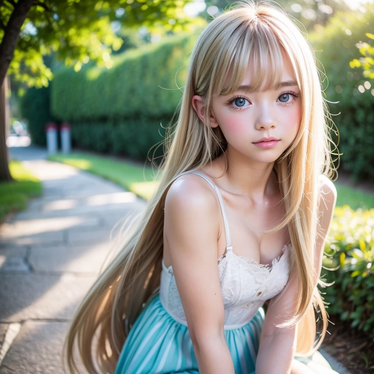 (Highly detailed CG Unity 8K wallpapers), (masterpiece), (top-quality), (ultra-detailliert), (The best illustrations), (Best Shadows), (Photorealsitic:1.6), Real Human Skin, Lens Flare, Shade, Back lighting, bloom, depth of fields, natural soft light, Hard Focus, Film grain, Watch your audience, ((fully body photo))、((In the woods)), Sitting on a tree branch、facing front、Legs in your own embrace、faerie、elvish、Real Girl、One girl, 独奏, skiny, Thin skin, Soft lips, (Thin eyebrows: 1.4)、shiny brown eyes、Black straight hair、tiny chest、Beautiful detailed sky、beatiful detailed eyes、espadrilles、Happiness、A smile