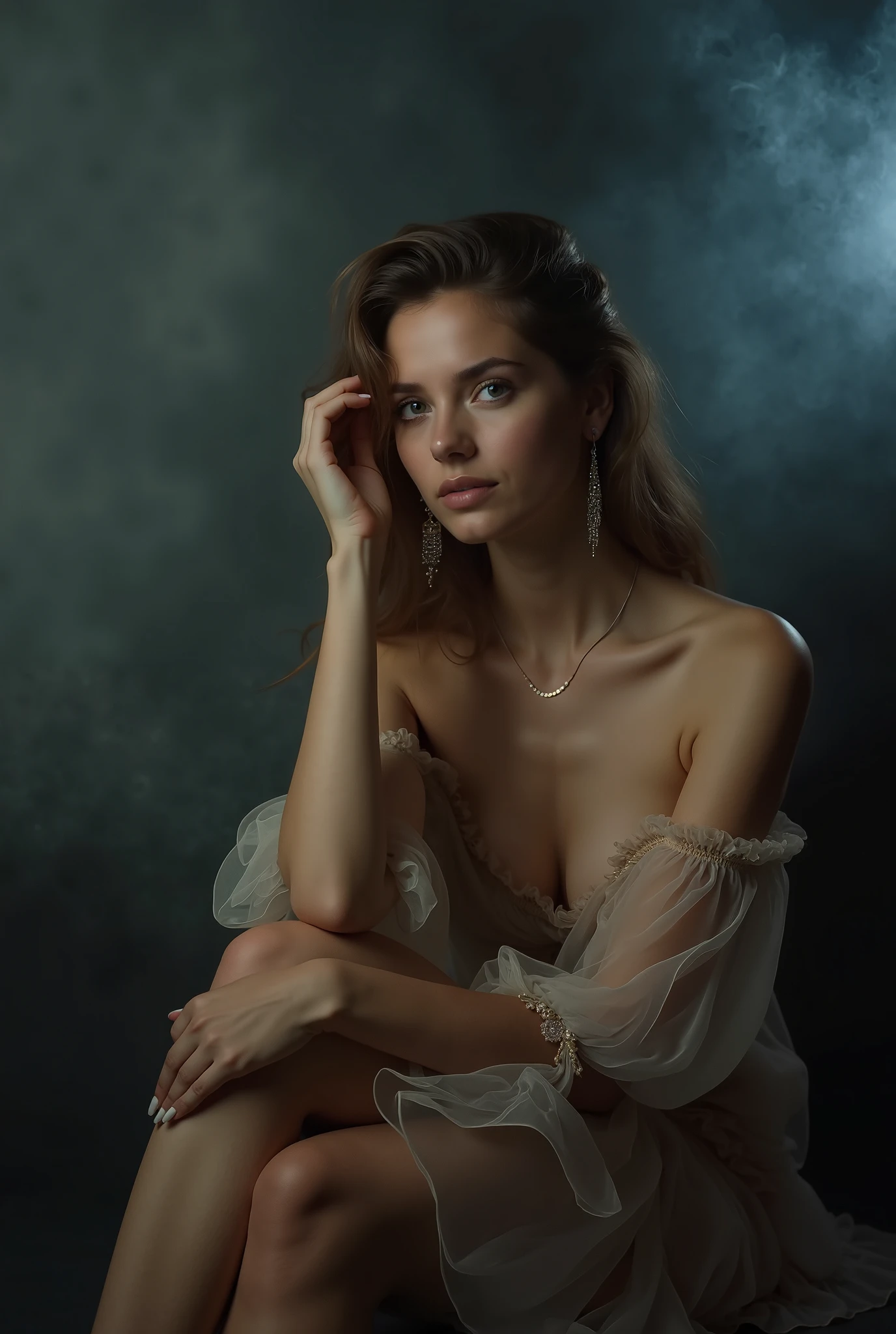 (Photo brute, reflex numérique, 8K, HDR), chefd-œuvre, photo primée,(absurdes, haute résolution, Ultra détaillé, beau et esthétique:1.2), fille modèle, Souriant, dans dans un nightclub, jolie robe blanche , texture de peau réaliste, beaux yeux, éclairage éthéré, Blanchies, Un équilibre gracieux, théâtre d'ombres